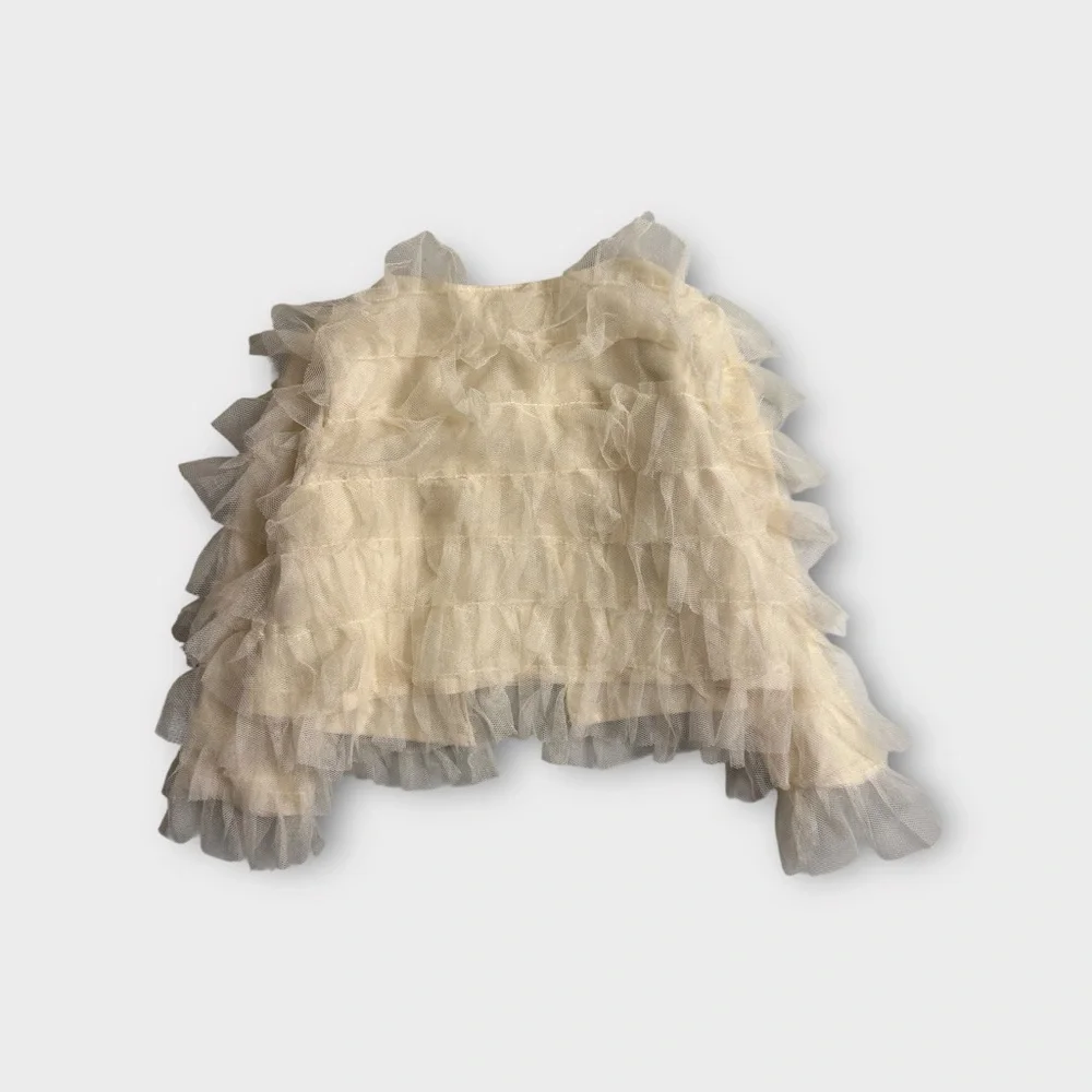 Peek Cream Striped Smocked Tulle Dress & Light Matching Jacket